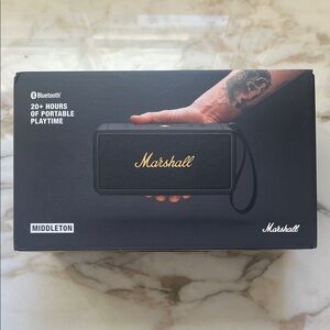 NIB - Marshall Middleton Portable Bluetooth Speaker - Black and Brass